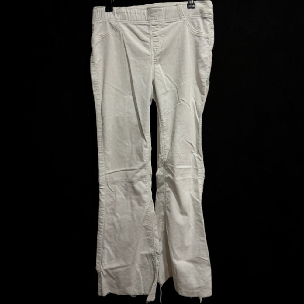We The Free Free People Cream Corduroy Flare Pants Raw Hem 28 Pull On Boho Hippi